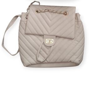 Chic Beige Quilted Backpack